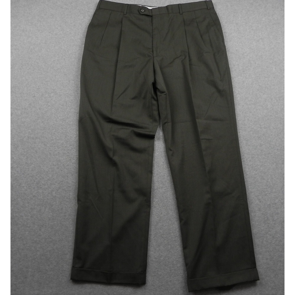 Bert Pulitzer Pants Mens 40x32 Americana Dress Suit Formal Cuffed Pleated Brown